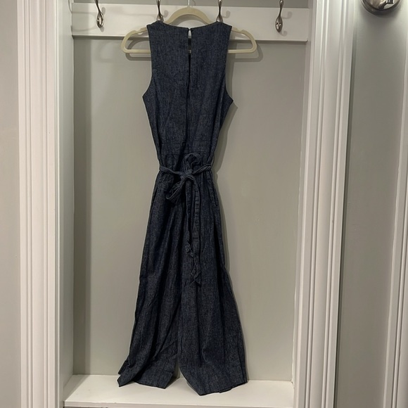 Banana Republic Chambray Blue Linen Blend Tie Waist Jumpsuit - Picture 7 of 10